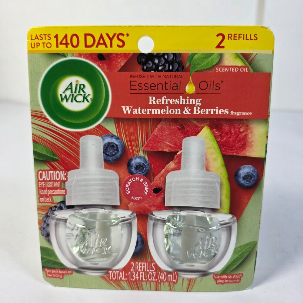 Air Wick Plug-In Scented Oil Refills, 2 Count, Fresh Watermelon & Berries
